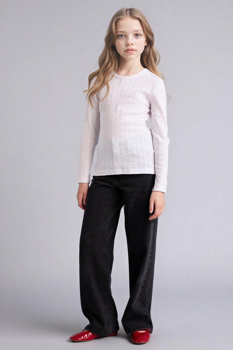 DeFacto White Girl Girl Cotton Crew Neck Top Casual - Image 2